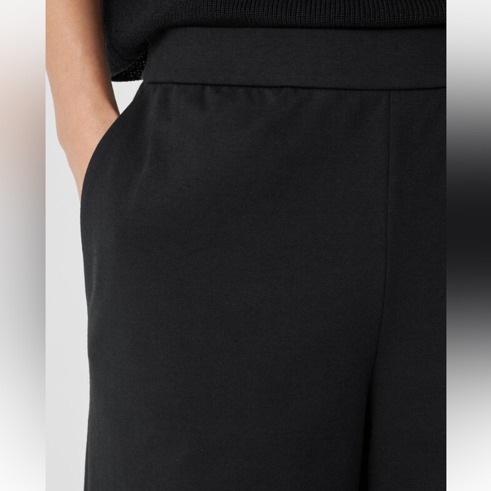 Eileen Fisher Cotton Tencel Black Ponte Wide-Leg Women's Pants, new without tags - Picture 4 of 6